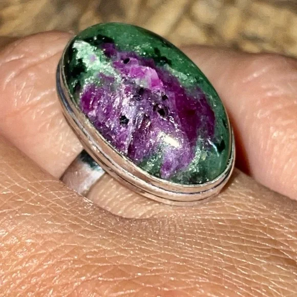 Saualpite Ruby Zoisite Statement Ring Size 8 - Picture 1 of 14